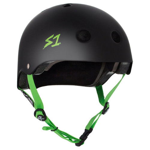 S1 Lifer Helmet Black Matte Green Straps