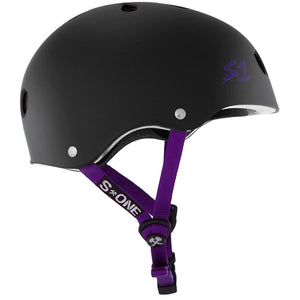 
                  
                    Load image into Gallery viewer, S1 Lifer Helmet Matte Black Purple Straps
                  
                