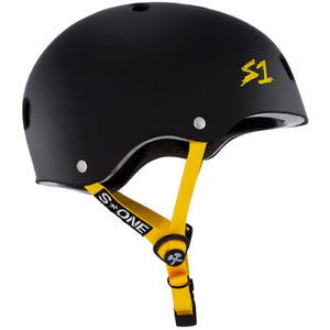 
                  
                    Load image into Gallery viewer, S1 Lifer Helmet Matte Black Yellow Straps
                  
                