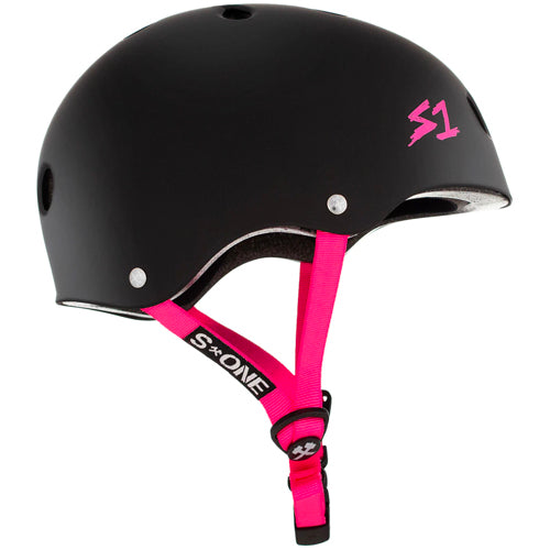 
                  
                    Load image into Gallery viewer, S1 Lifer Helmet Matte Black Pink Straps
                  
                