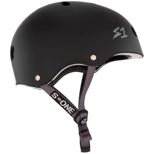
                  
                    Load image into Gallery viewer, S1 Lifer Helmet Black Matte Grey Straps
                  
                