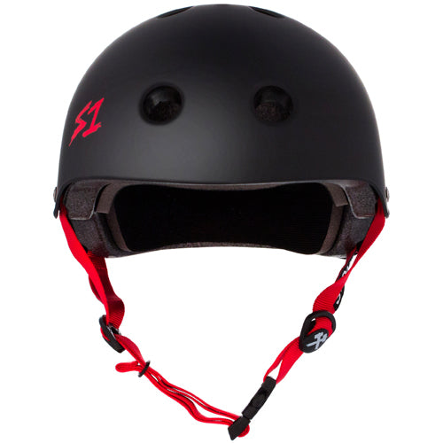 
                  
                    Load image into Gallery viewer, S1 Lifer Helmet Matte Black w/ Red Straps
                  
                