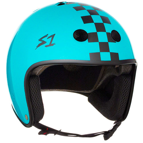 S1 Retro Helmet Lagoon Gloss Checkers